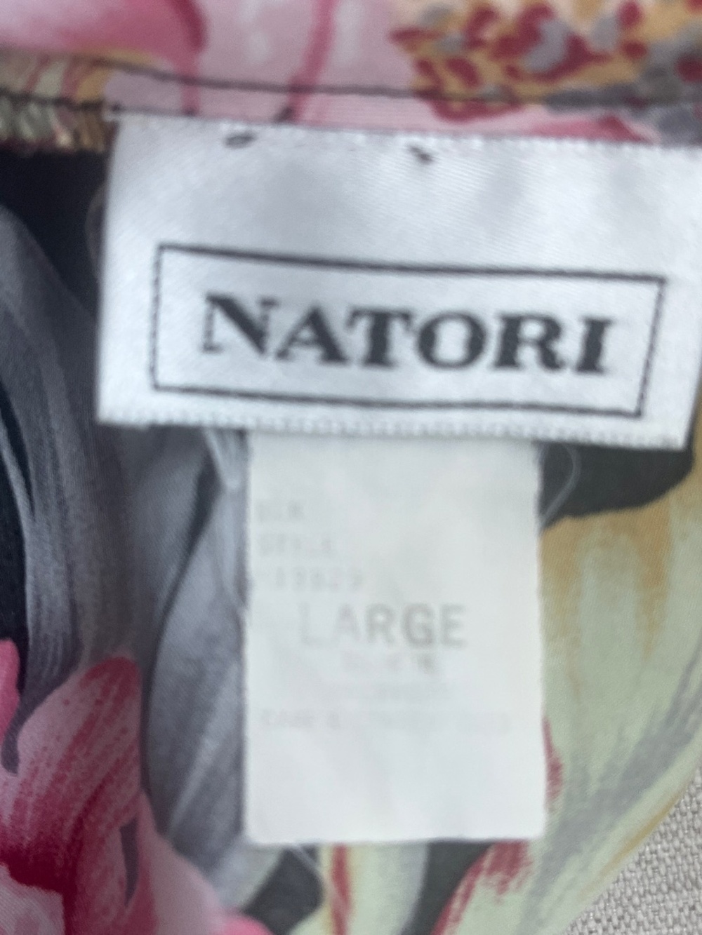 Natori Black Floral Chemise Nightgown Slip Dress Size L - Picture 8 of 8